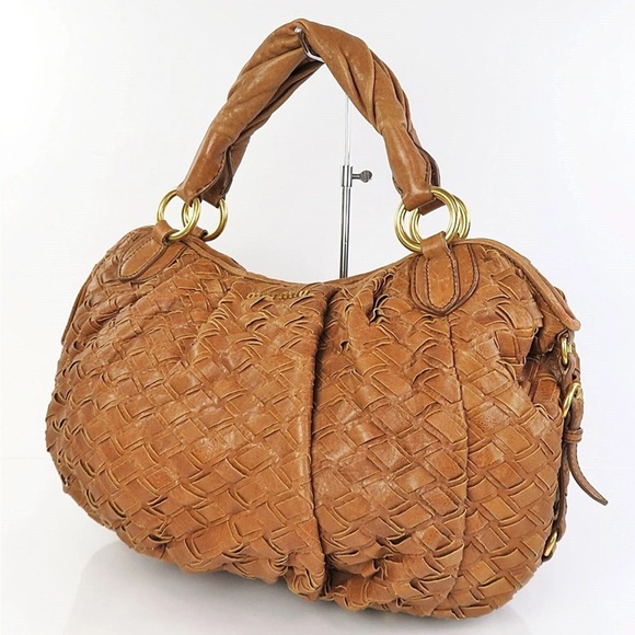 Miu Miu Brown Woven Hobo Bag - Picture 2 of 14